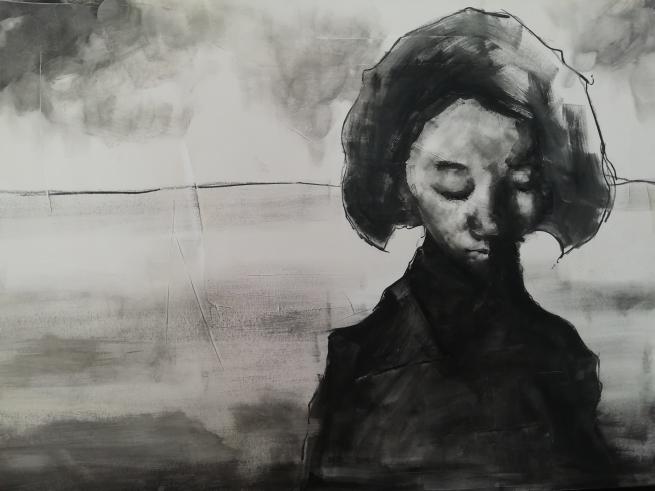 Woman in Black with Horizon